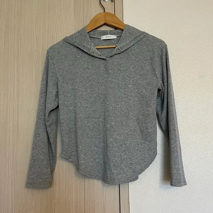 [BUNJANG] Mavins Gray Ribbed Hoodie - Free Size / 메이빈스 그레이 골지 후드티 프리사이즈