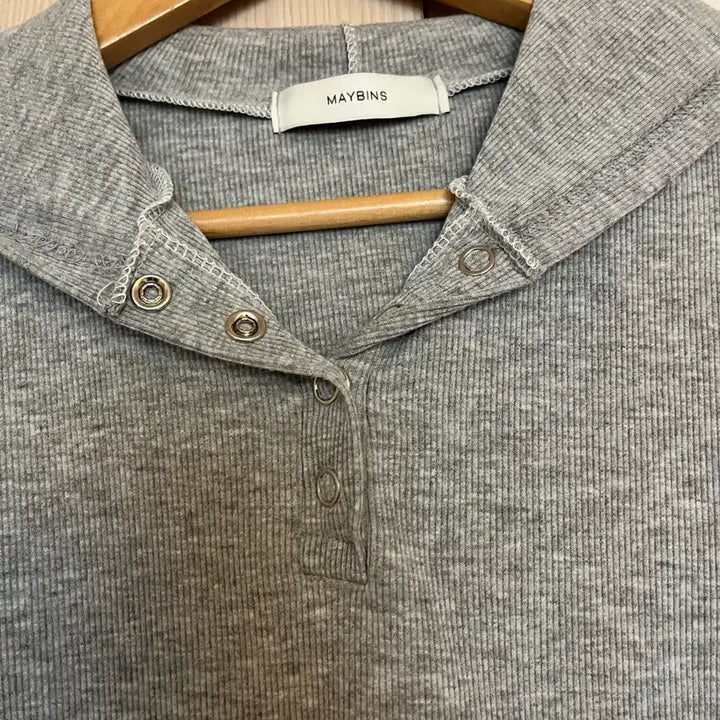 [BUNJANG] Mavins Gray Ribbed Hoodie - Free Size / 메이빈스 그레이 골지 후드티 프리사이즈
