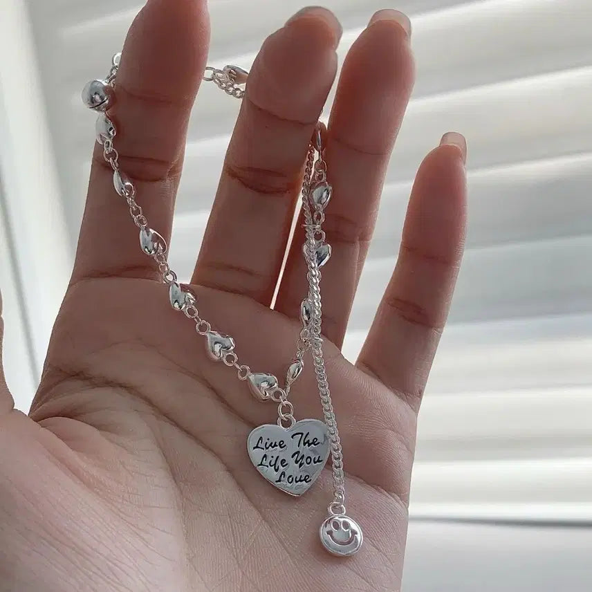 [BUNJANG] 925 Sterling Silver Heart Lettering Bracelet / 925 실버 하트 레터링 팔찌