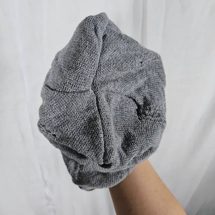 [BUNJANG] Skull Printing Grey Knit Beanie / 해골 프린팅 그레이 니트 비니