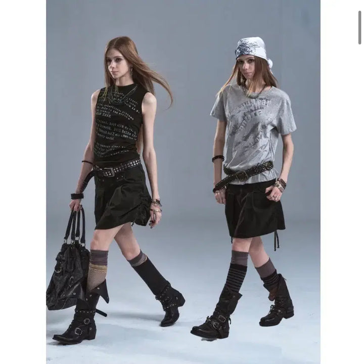 [BUNJANG] Wear and Tear Side Drawstring Rivet Skirt / wearAndtear 스커트 사이드 드로스트링 조절 가능 리벳 치마