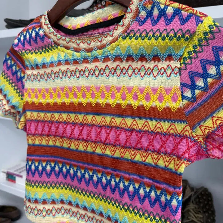 [BUNJANG] Vintage Ethnic Knit T-Shirt / 빈티지 에스닉 니트 티셔츠
