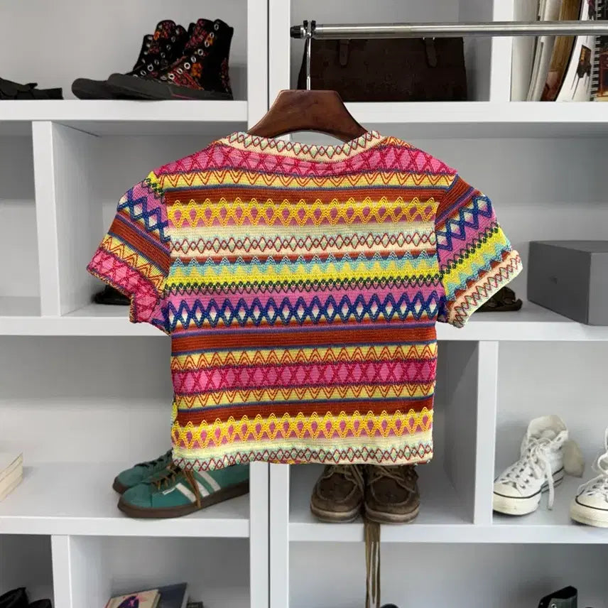 [BUNJANG] Vintage Ethnic Knit T-Shirt / 빈티지 에스닉 니트 티셔츠