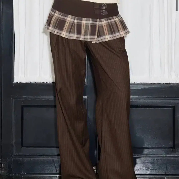 [BUNJANG] LATIGEN Check Pants Skirt (Brown) / 라티젠 체크 팬츠 스커 (브라운)