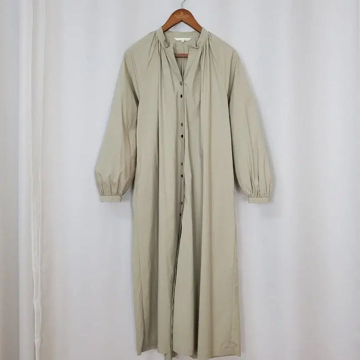 [BUNJANG] G-cut Shirring Puff Sleeve Cotton Dress/Outerwear / 지컷 원피스 겸 아우터 55-66