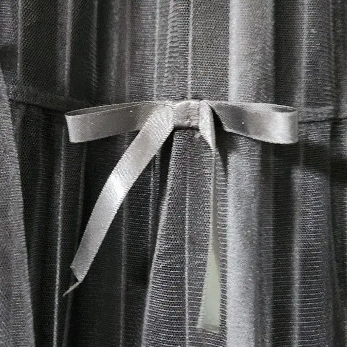 [BUNJANG] Black Ribbon Tiered Long Sheer Skirt New / 블랙 리본 캉캉 롱 샤스커트 새상품