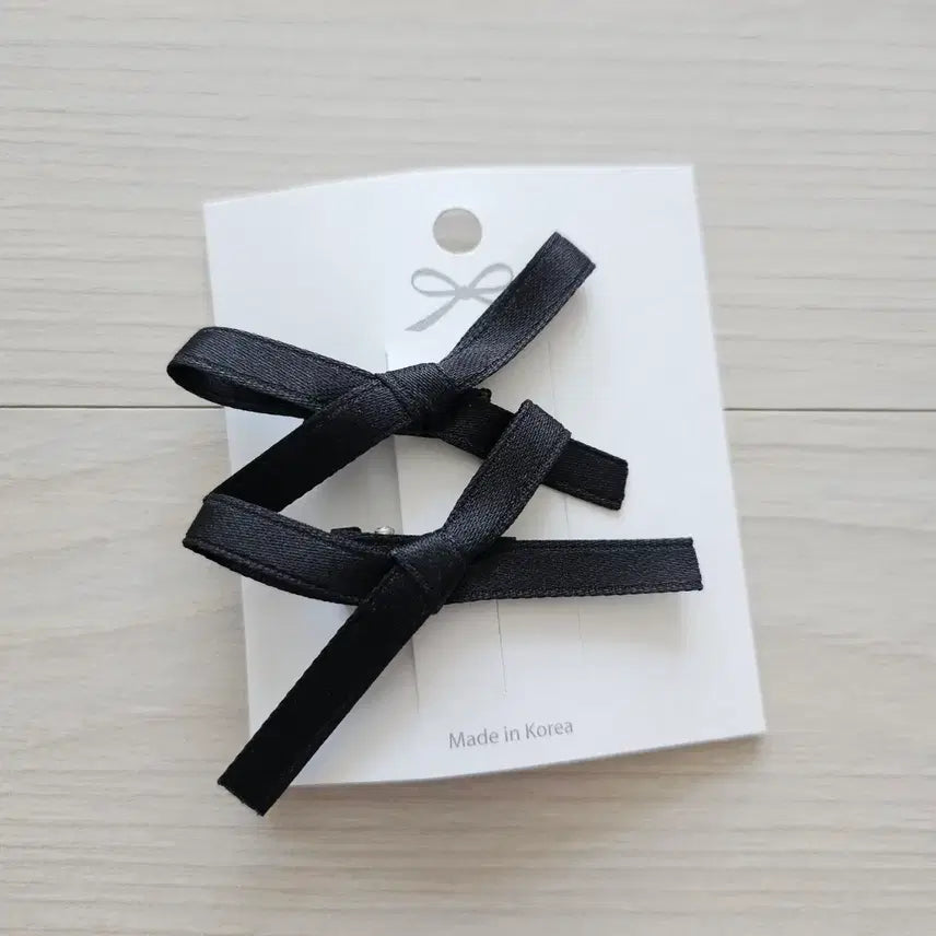 [BUNJANG] Mini Ribbon Hairpin Black (Set of 2) / (새상품) 미니 리본 헤어핀 블랙 6~7cm
