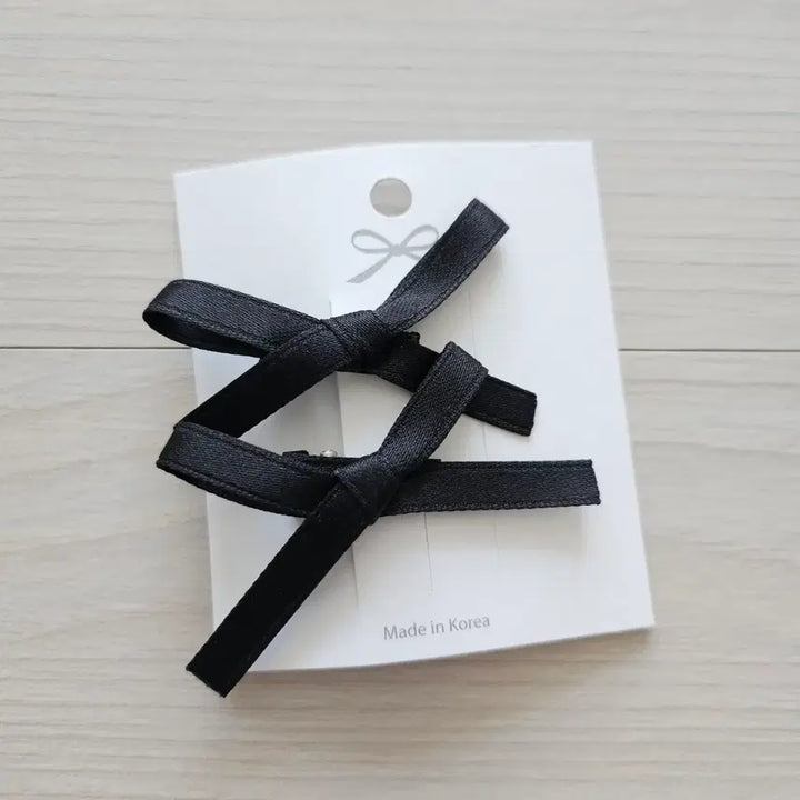 [BUNJANG] Mini Ribbon Hairpin Black (Set of 2) / (새상품) 미니 리본 헤어핀 블랙 6~7cm