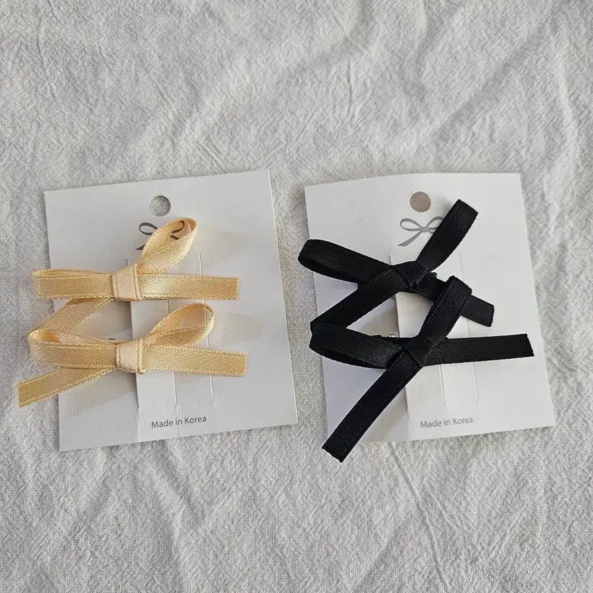 [BUNJANG] Mini Ribbon Hairpin Black (Set of 2) / (새상품) 미니 리본 헤어핀 블랙 6~7cm