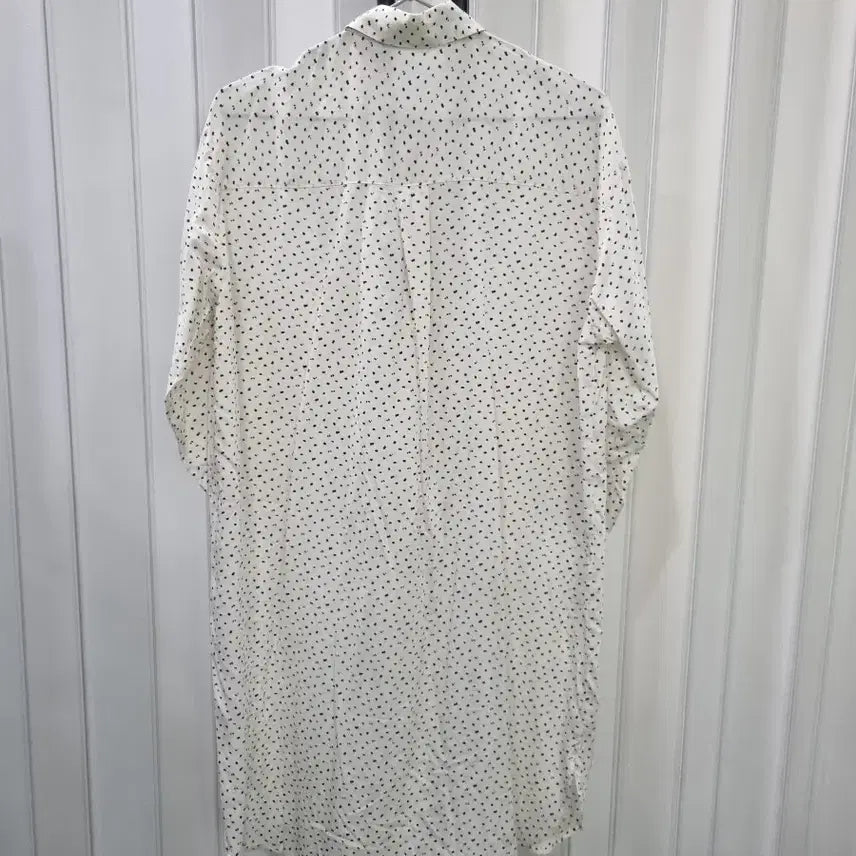 [BUNJANG] White Polka Dot Shirt Long Dress / 화이트 잔도트 셔츠 롱 원피스