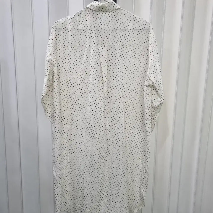 [BUNJANG] White Polka Dot Shirt Long Dress / 화이트 잔도트 셔츠 롱 원피스