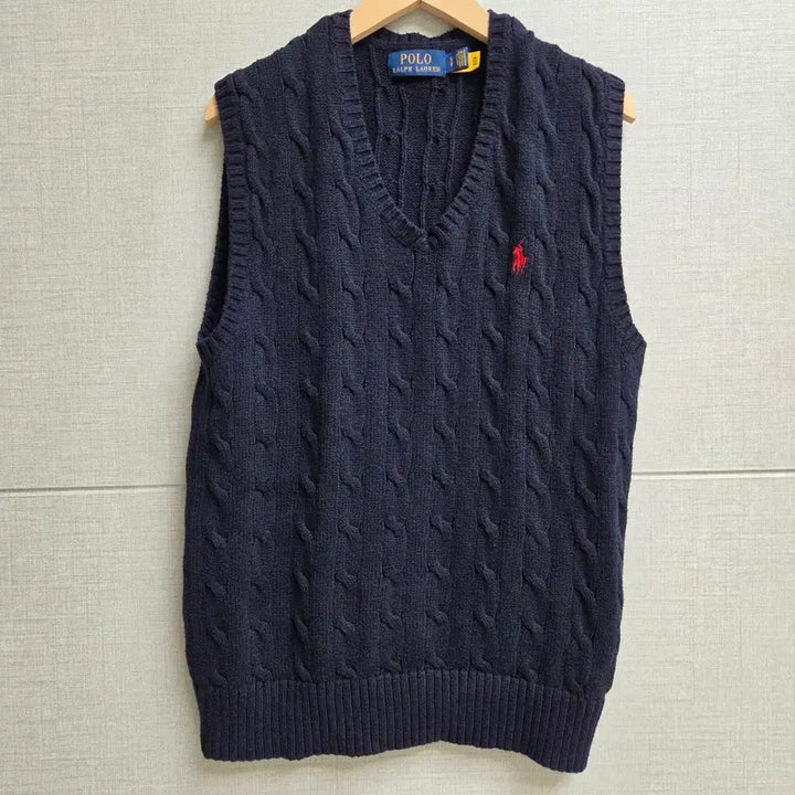 [BUNJANG] Polo Ralph Lauren Navy Cable Knit Vest Size S / QR폴로 랄프로렌 네이비 케이블 니트 조끼 S