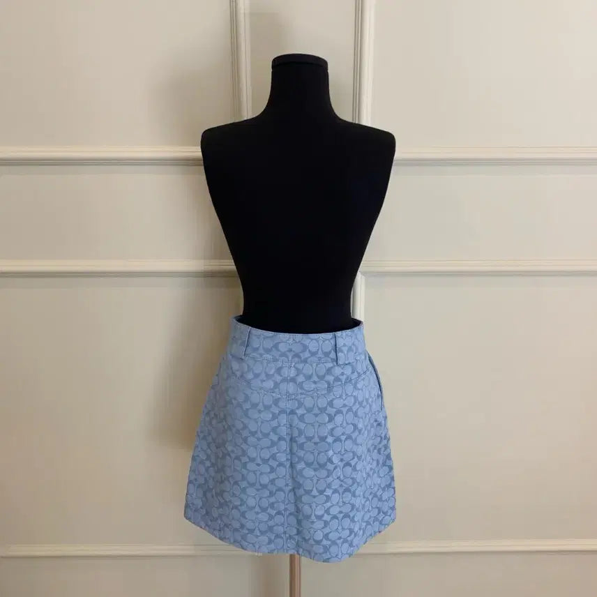 [BUNJANG] Coach Signature Chambray A-Line Denim Mini Skirt Size 0 / 267001125 코치 시그니처 챔브레이 A라인 데님 미니스커트 0사이즈