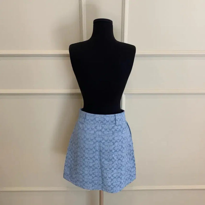 [BUNJANG] Coach Signature Chambray A-Line Denim Mini Skirt Size 0 / 267001125 코치 시그니처 챔브레이 A라인 데님 미니스커트 0사이즈