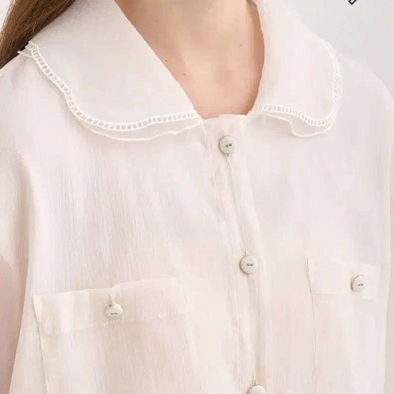 [BUNJANG] Hanssem SJ Crinkle Balloon Sleeve Blouse / 한섬 SJ 크링클 벌룬 블라우스