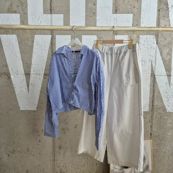 [BUNJANG] Zara Striped Long Sleeve Cropped Shirt / 자라 긴팔 크롭셔츠