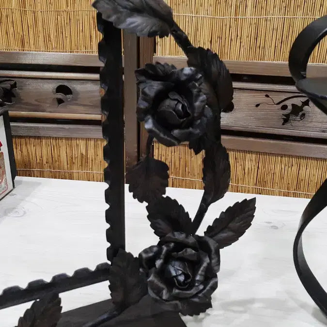 [BUNJANG] Metal Steel Floral Ornament and Candlestick Set / 금속/강철 꽃장식과 촛대