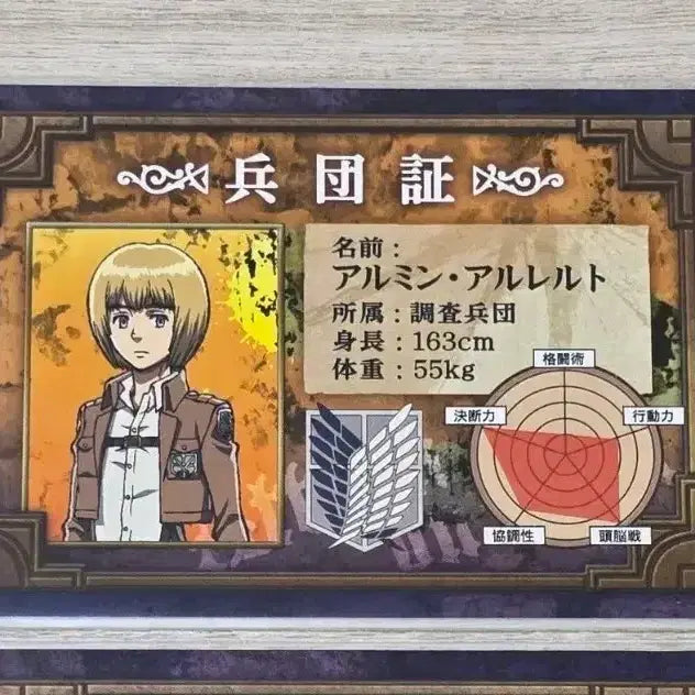 [BUNJANG] Attack on Titan Survey Corps ID Card Armin / 진격의 거인/진격거 조사병단증/병단증: 아르민