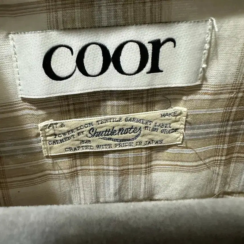 [BUNJANG] COOR Cotton Blend Sheer Tartan Check Shirt (Beige Check) / 쿠어 코튼 블렌드 시어 타탄 체크 셔츠 (베이지체크) s