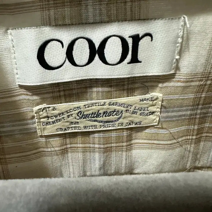 [BUNJANG] COOR Cotton Blend Sheer Tartan Check Shirt (Beige Check) / 쿠어 코튼 블렌드 시어 타탄 체크 셔츠 (베이지체크) s