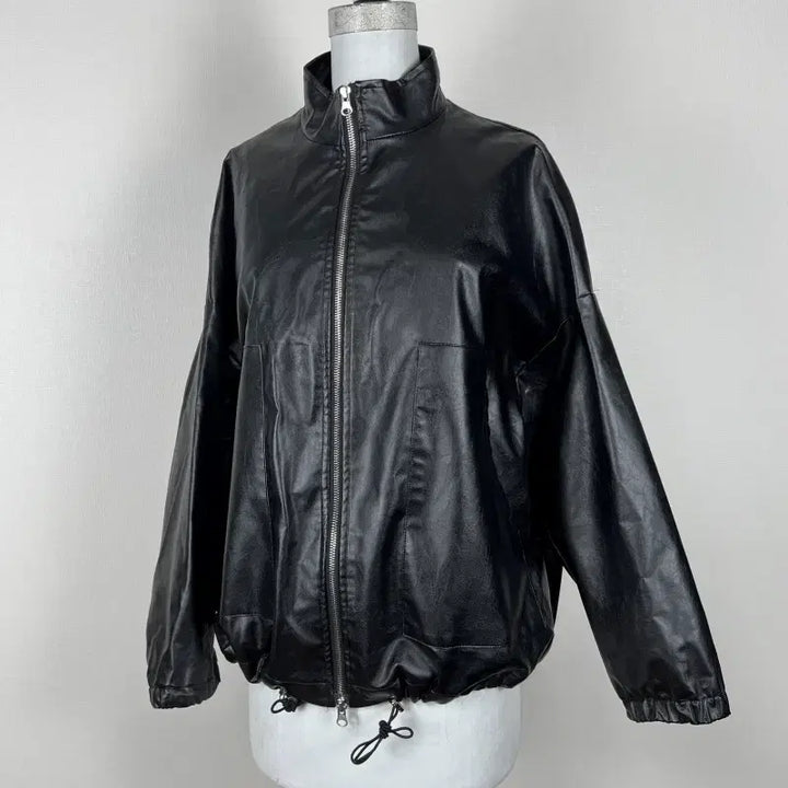 [BUNJANG] Wished 2025 Black Faux Leather Jacket Jumper / wished/레자 블랙 자켓 점퍼 여S M/라덴