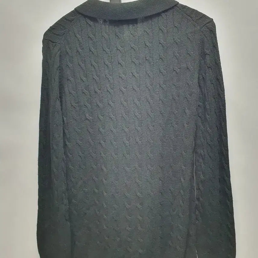 [BUNJANG] Polo Ralph Lauren Black Cable Knit Polo Shirt - Size S / 폴로 랄프로렌 꽈베기 카라 니트티 블랙 s