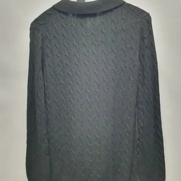 [BUNJANG] Polo Ralph Lauren Black Cable Knit Polo Shirt - Size S / 폴로 랄프로렌 꽈베기 카라 니트티 블랙 s