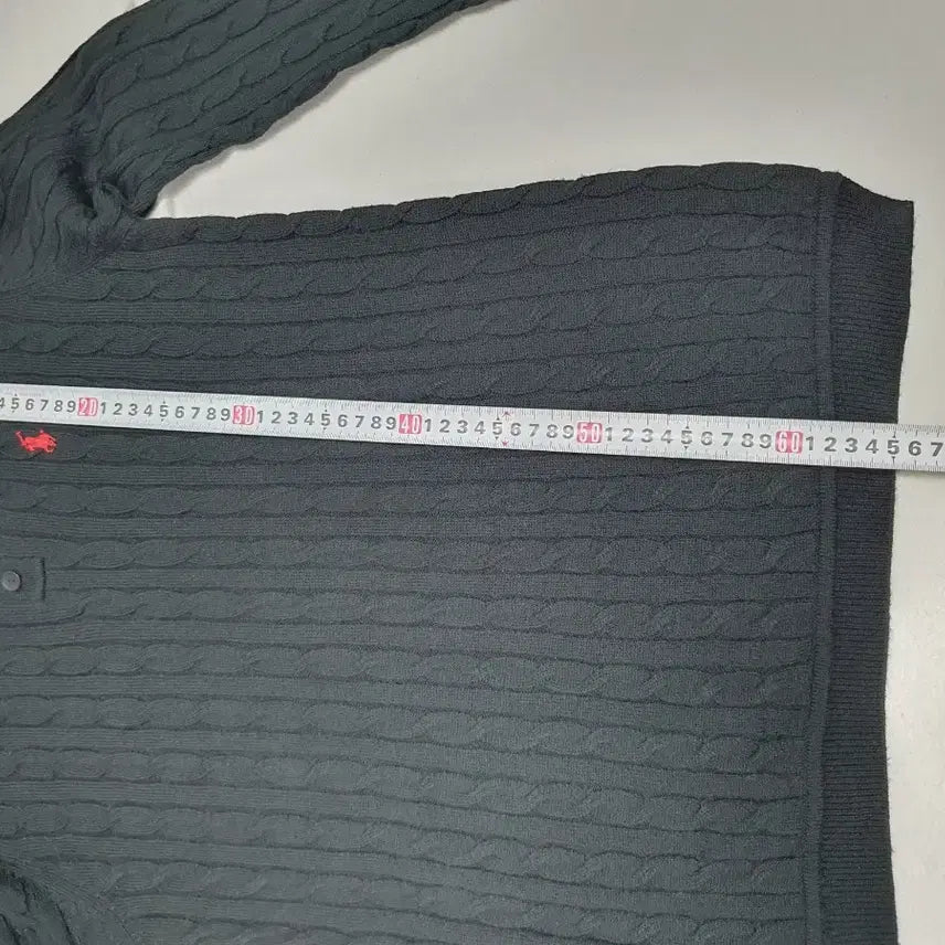 [BUNJANG] Polo Ralph Lauren Black Cable Knit Polo Shirt - Size S / 폴로 랄프로렌 꽈베기 카라 니트티 블랙 s