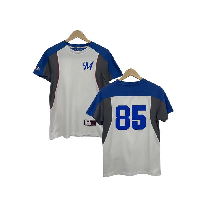 [BUNJANG] Majestic 85 Lettering Printing Baseball Short-Sleeve Jersey / [95] 마제스틱 85 레터링 프린팅 야구 유니폼 반팔 저지