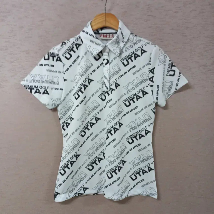 [SOLD OUT] B5-14/UATT 화이트 프린트 카라 티셔츠 여성