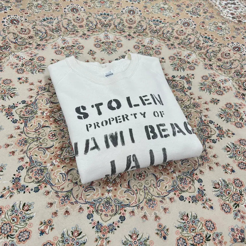 [BUNJANG] Warehouse 2nd-Hand Stolen Sweatshirt Cream STOLEN / [B+등급 M 38-40] 웨어하우스 2ND-HD 크림STOLEN스웻셔츠