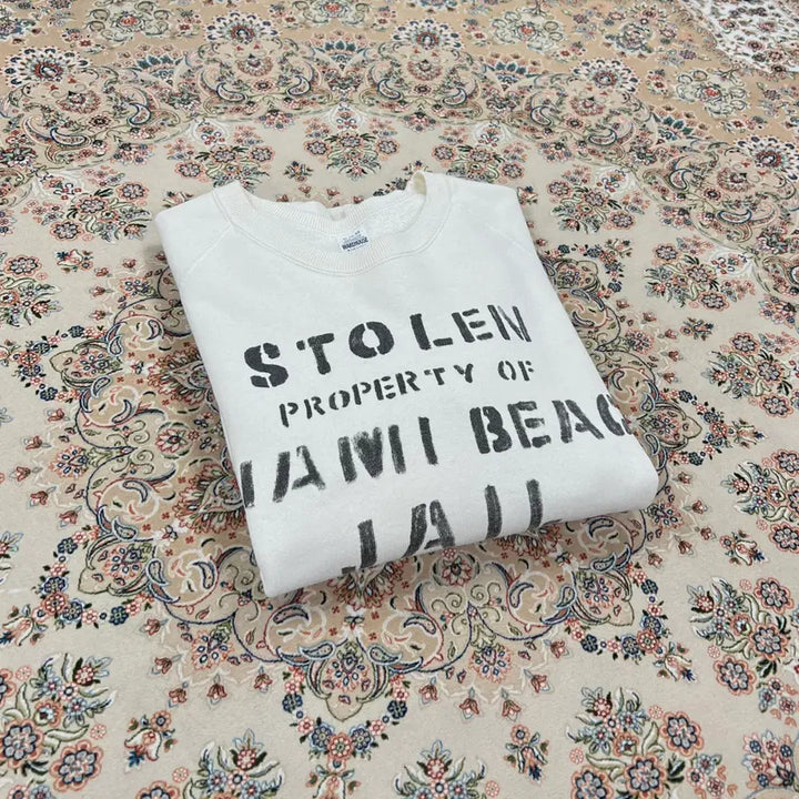 [BUNJANG] Warehouse 2nd-Hand Stolen Sweatshirt Cream STOLEN / [B+등급 M 38-40] 웨어하우스 2ND-HD 크림STOLEN스웻셔츠