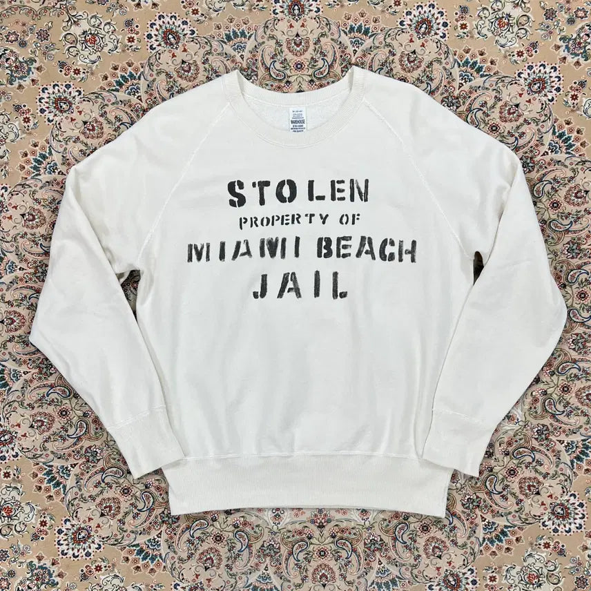 [BUNJANG] Warehouse 2nd-Hand Stolen Sweatshirt Cream STOLEN / [B+등급 M 38-40] 웨어하우스 2ND-HD 크림STOLEN스웻셔츠