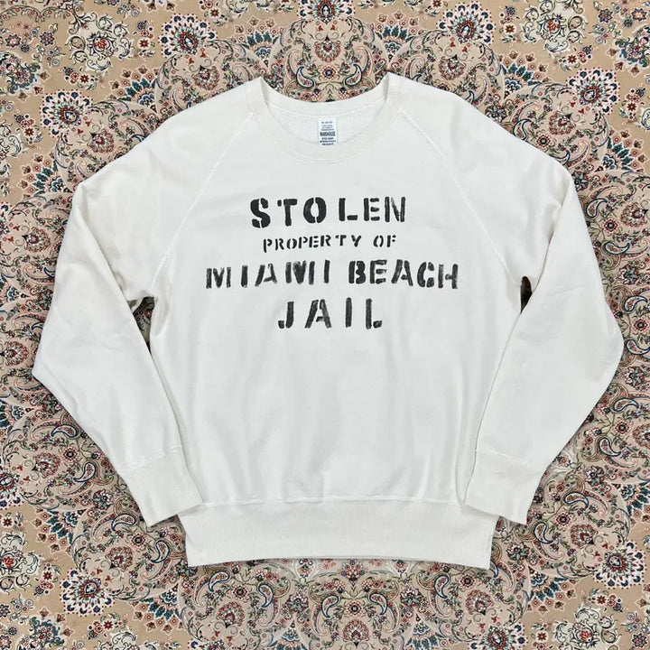 [BUNJANG] Warehouse 2nd-Hand Stolen Sweatshirt Cream STOLEN / [B+등급 M 38-40] 웨어하우스 2ND-HD 크림STOLEN스웻셔츠