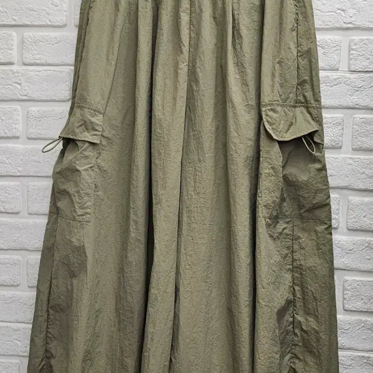 [BUNJANG] Khaki Cargo Long Wide Pants / A4438  카고 롱 와이드팬츠