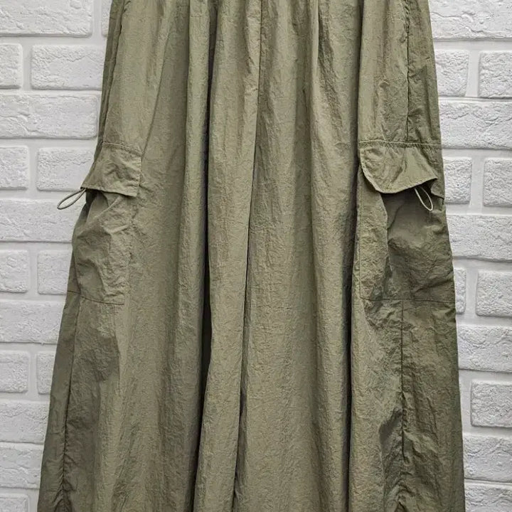 [BUNJANG] Khaki Cargo Long Wide Pants / A4438  카고 롱 와이드팬츠