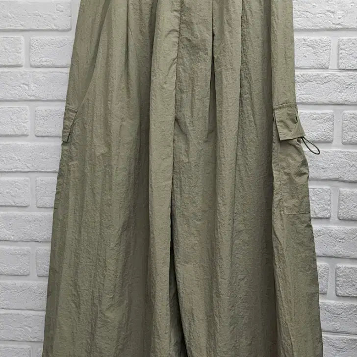 [BUNJANG] Khaki Cargo Long Wide Pants / A4438  카고 롱 와이드팬츠
