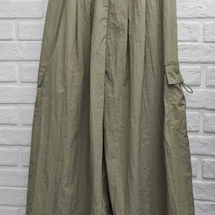 [BUNJANG] Khaki Cargo Long Wide Pants / A4438  카고 롱 와이드팬츠