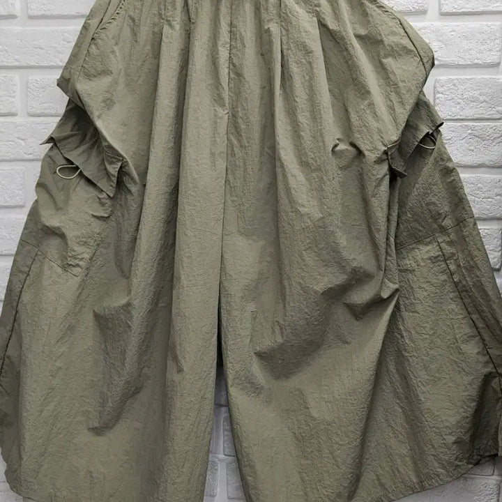 [BUNJANG] Khaki Cargo Long Wide Pants / A4438  카고 롱 와이드팬츠