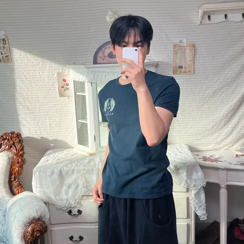 [BUNJANG] American Eagle Vintage Navy Printing T-Shirt / 빈티지 네이비 아메리칸 이글 프린팅 반팔 1156 모리걸 y2k 스트릿