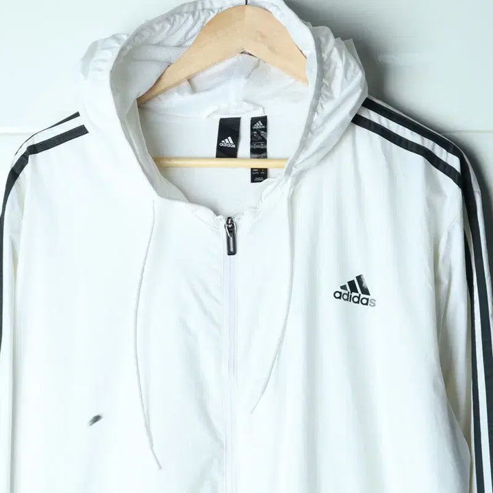 [BUNJANG] Adidas USA Windbreaker Zip-Up Jacket White/Black / (XL-3XL) 아디다스 집업 바람막이 점퍼자켓 USA 흰검-7740