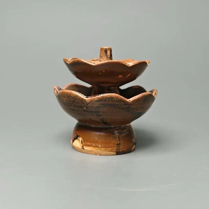 [BUNJANG] Authentic Five Dynasties and Ten Kingdoms Period Yellow Glaze Double-Layered Oil Lamp Excavated Chinese Ceramic Antique Collectible / [진품] 오대십국 황갈유 이층 등잔 출토품 중국도자기 골동품 수집품