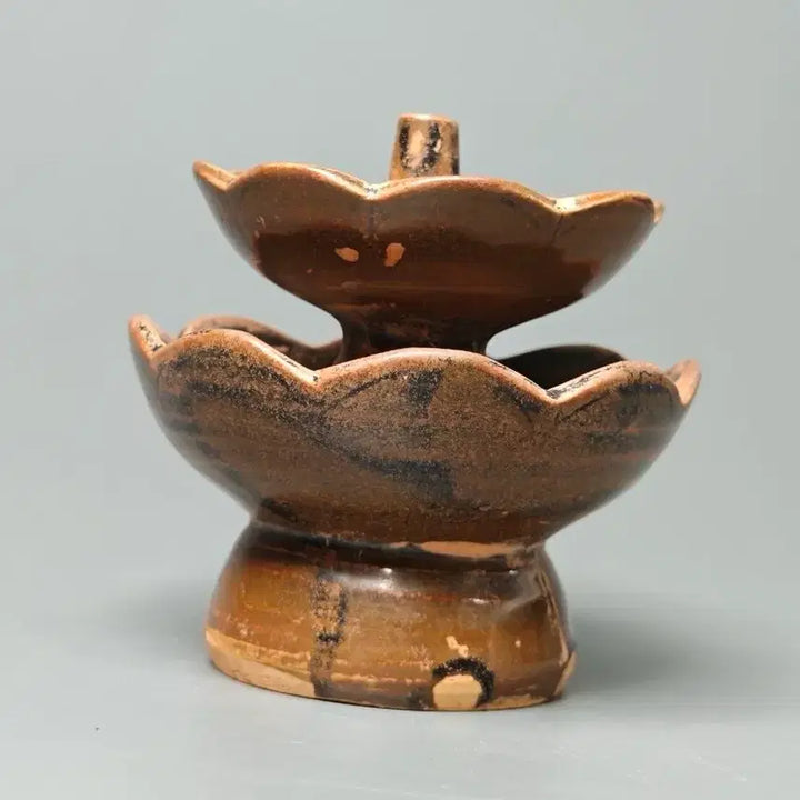 [BUNJANG] Authentic Five Dynasties and Ten Kingdoms Period Yellow Glaze Double-Layered Oil Lamp Excavated Chinese Ceramic Antique Collectible / [진품] 오대십국 황갈유 이층 등잔 출토품 중국도자기 골동품 수집품
