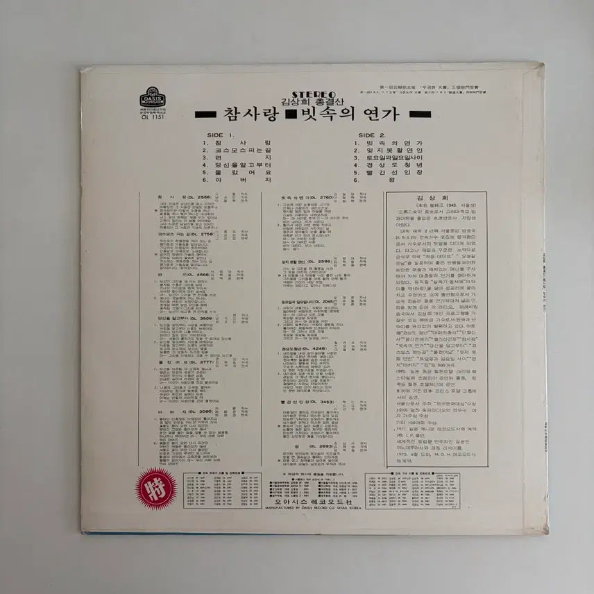 [BUNJANG] Kim Sang-hee 1972 Total Collection LP / [희귀] 김상희 총결산 1972년 LP