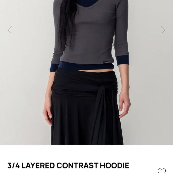 [BUNJANG] GLOWNY Layered Hooded T-Shirt Charcoal / GLOWNY 레이어드 후드 티셔츠 차콜