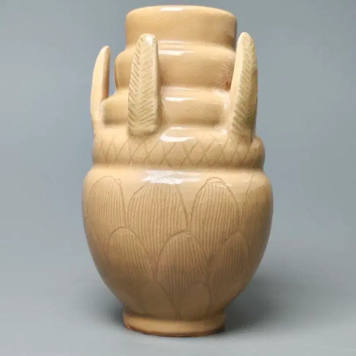 [BUNJANG] Yuan Dynasty/Early Ming Dynasty Celadon Kiln Celadon Glazed Carved Lotus Panel Teapot - Chinese Antique / [진품] 원말 명초 용천요 미황유 각화 연판문 다관 중국도자기 골동품