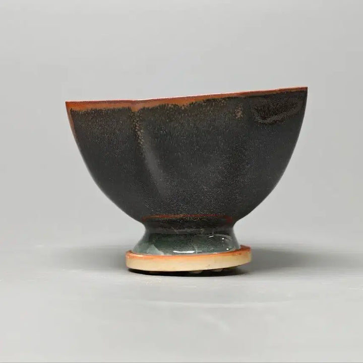 [BUNJANG] Chinese Celadon Porcelain Octagonal Stem Cup, Early Qing Dynasty / [진품] 출토품 청대 초기 요변 용천요 팔각 고족배 중국도자기 골동품