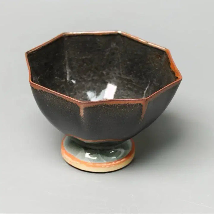 [BUNJANG] Chinese Celadon Porcelain Octagonal Stem Cup, Early Qing Dynasty / [진품] 출토품 청대 초기 요변 용천요 팔각 고족배 중국도자기 골동품