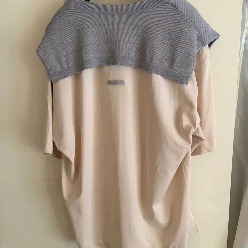 [BUNJANG] System Layered Shoulder Shawl T-shirt / 새상품/시스템 어깨숄 레이어드 티셔츠F55-77