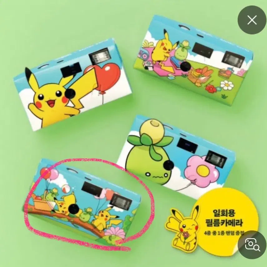 [BUNJANG] Olive Young Pokemon Disposable Film Camera Card Sticker Set (Ditto &amp; Meowth) / 올리브영 포켓몬 일회용 필름카메라 카드스티커 메타몽나옹 일괄